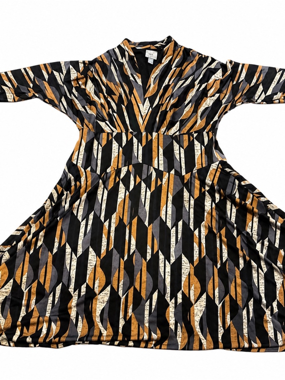 Rabbit Rabbit Rabbit Designs 1X Abstract Geometric Cowl Neck Midi Dress - Picture 4 of 9